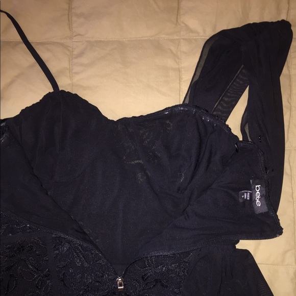 NWOT Gorgeous black Bebe mesh and lace top, S - Picture 6 of 6